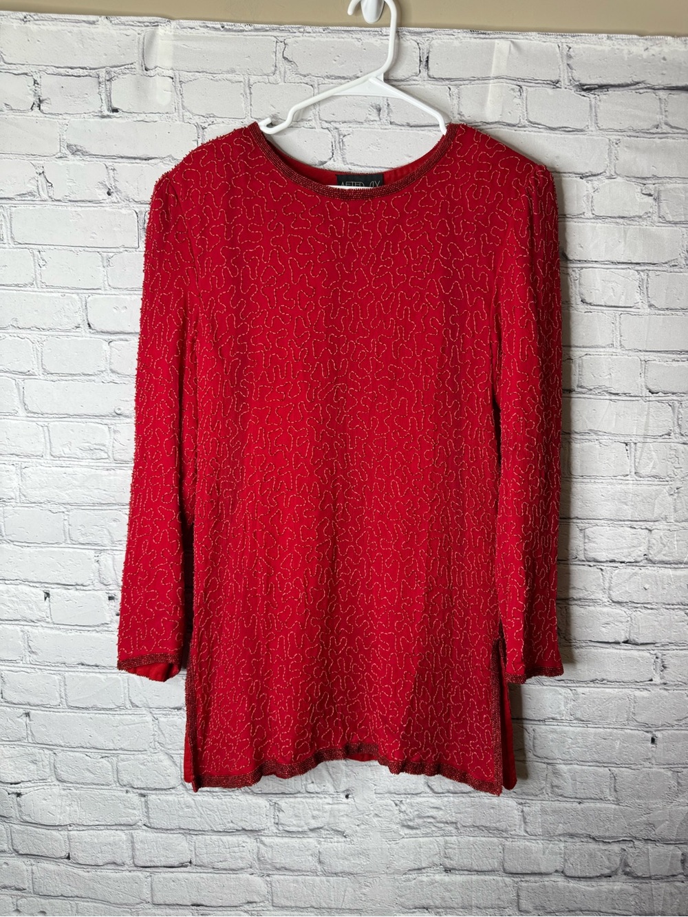 Vintage after six by Ronald Joyce silk beaded tunic 14